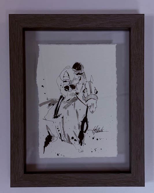 Jockey on horse (half body)