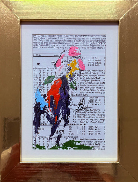 Jockey and rider (pink silks)